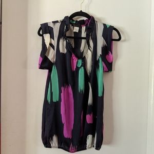 Fun multi-color boutique blouse w/ unique details